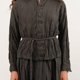Pas de Calais Apparel Womens Jackets Washed Double-Sided Brushed Linen Canvas Shirt Jacket