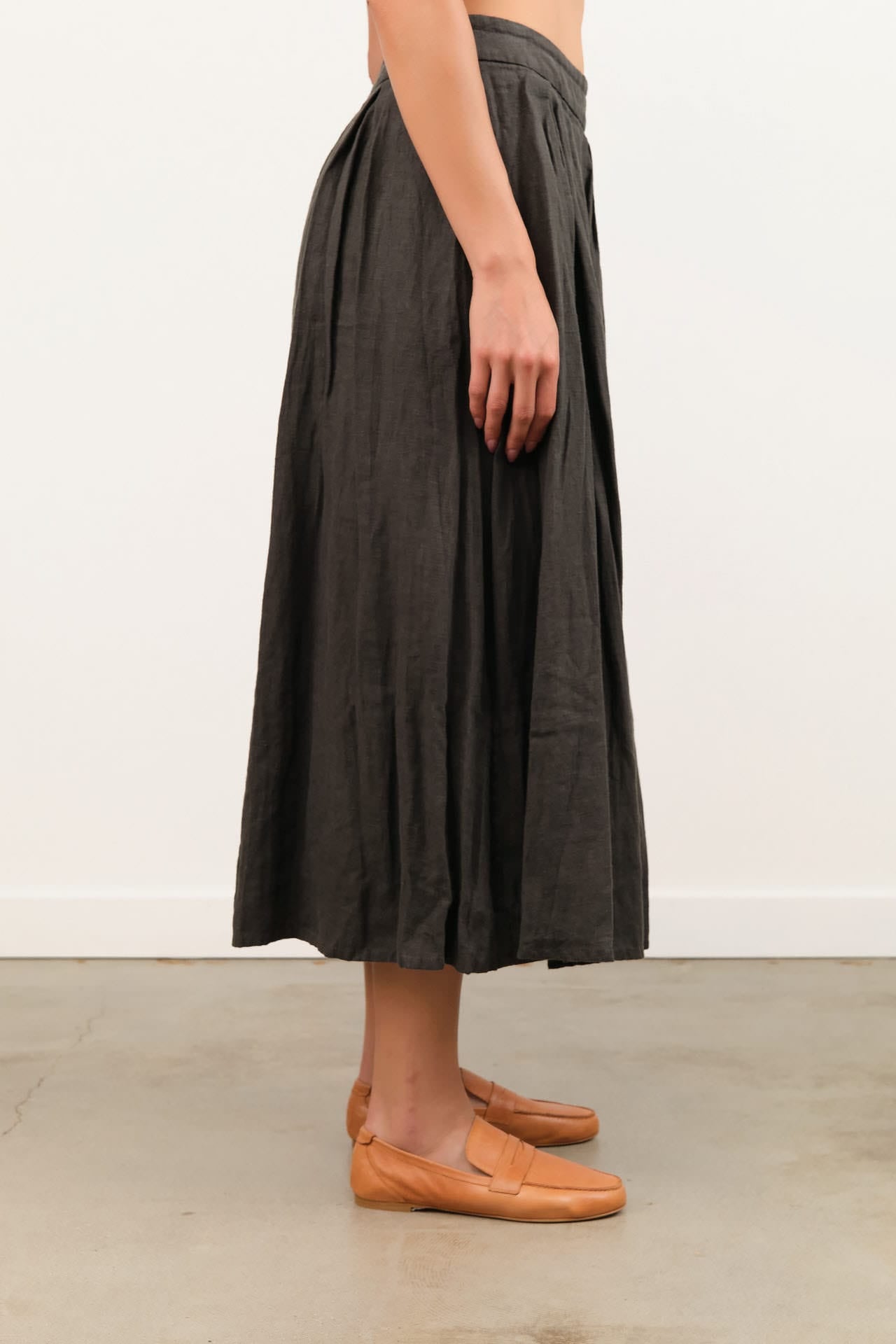 Pas de Calais Apparel Womens Skirts Washed Double-Sided Brushed Linen Canvas Skirt