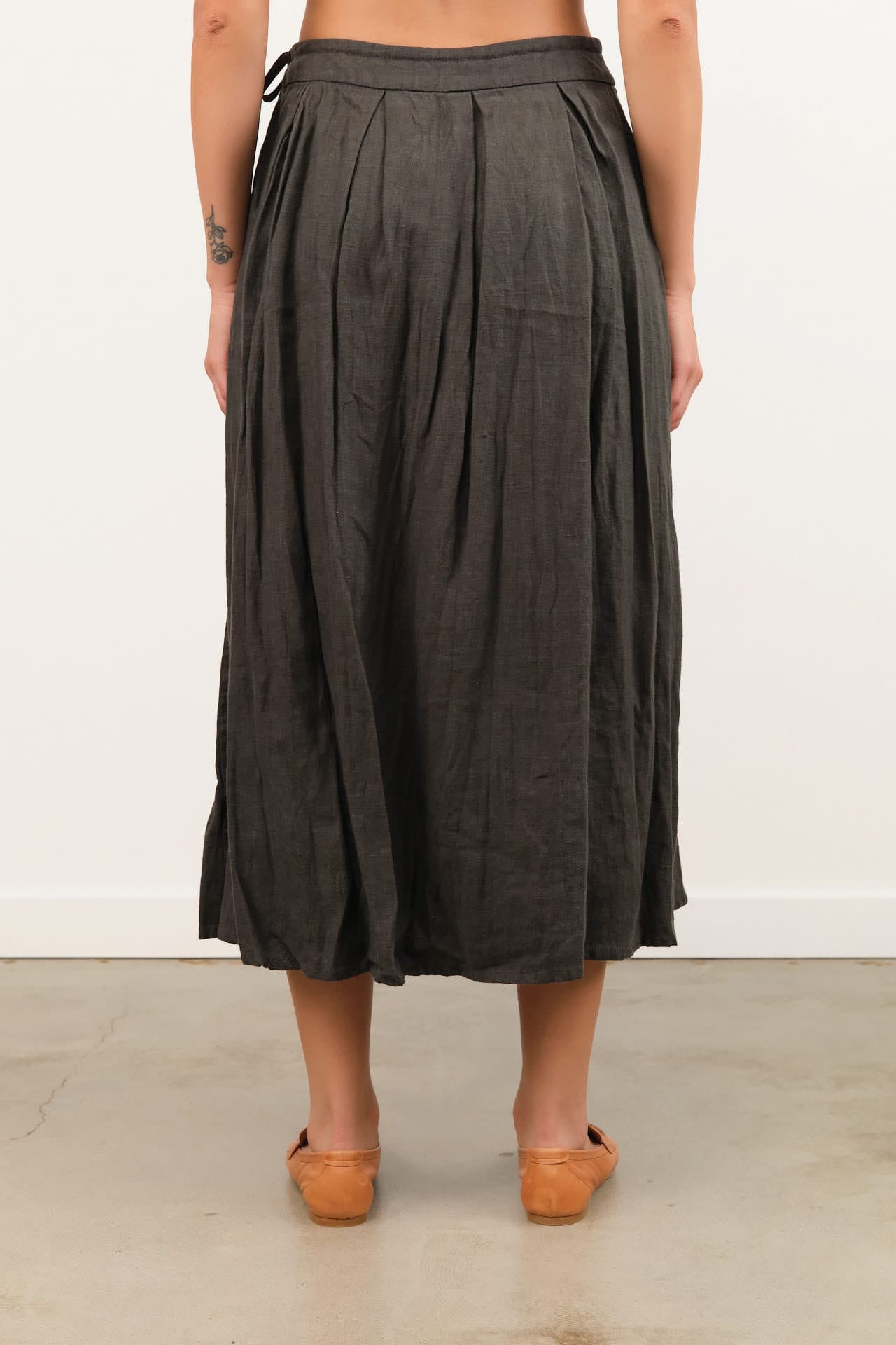 Pas de Calais Apparel Womens Skirts Washed Double-Sided Brushed Linen Canvas Skirt