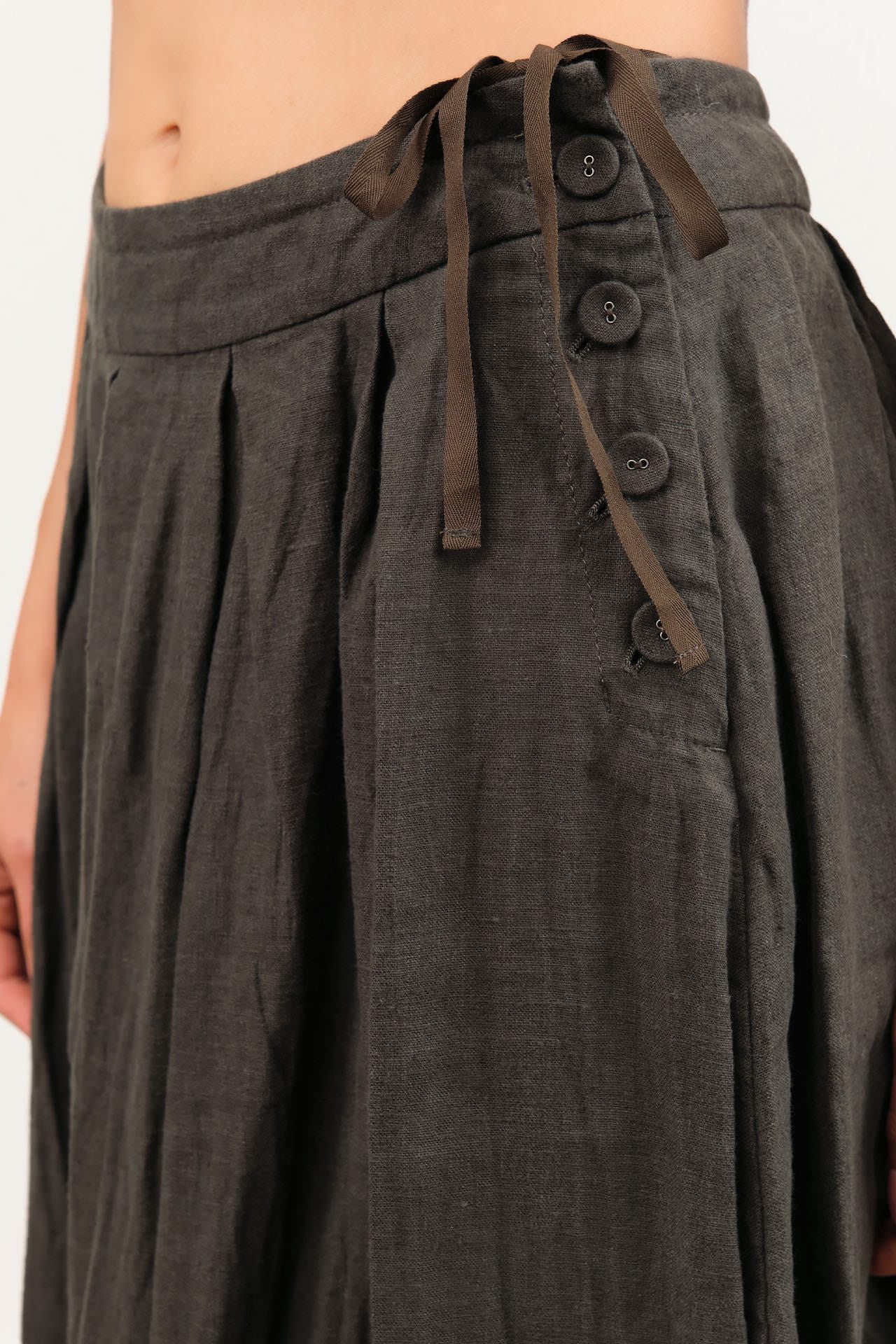 Pas de Calais Apparel Womens Skirts Washed Double-Sided Brushed Linen Canvas Skirt