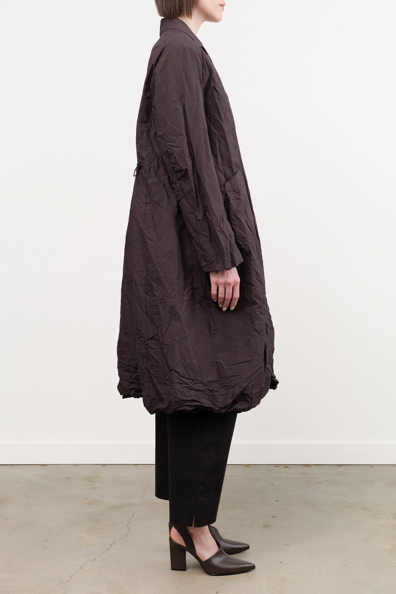 Pas de Calais Apparel Womens Outerwear Washed Organic Cotton ECOPET Mini Check Tailored Coat