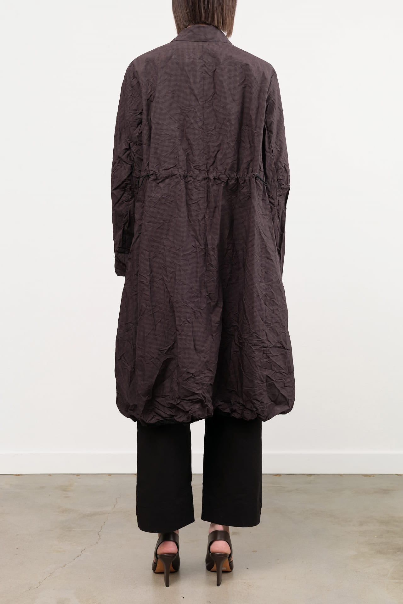 Pas de Calais Apparel Womens Outerwear Washed Organic Cotton ECOPET Mini Check Tailored Coat