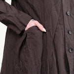 Pas de Calais Apparel Womens Outerwear Washed Organic Cotton ECOPET Mini Check Tailored Coat