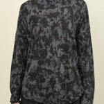 Front of Winter Leaves Print Jersey Pullover in Charcoal