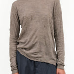 Wool Gauze Crinkle Crew Neck Jersey Pullover by Pas de Calais in Beige