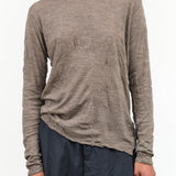 Wool Gauze Crinkle Crew Neck Jersey Pullover by Pas de Calais in Beige