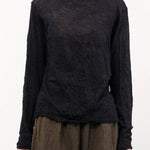 Pas de Calais Apparel Womens Sweaters Wool Gauze Crinkle Pullover Jersey in Charcoal