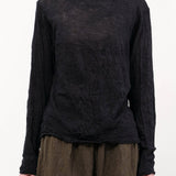 Pas de Calais Apparel Womens Sweaters Wool Gauze Crinkle Pullover Jersey in Charcoal