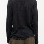 Pas de Calais Apparel Womens Sweaters Wool Gauze Crinkle Pullover Jersey in Charcoal