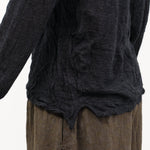 Pas de Calais Apparel Womens Sweaters Wool Gauze Crinkle Pullover Jersey in Charcoal