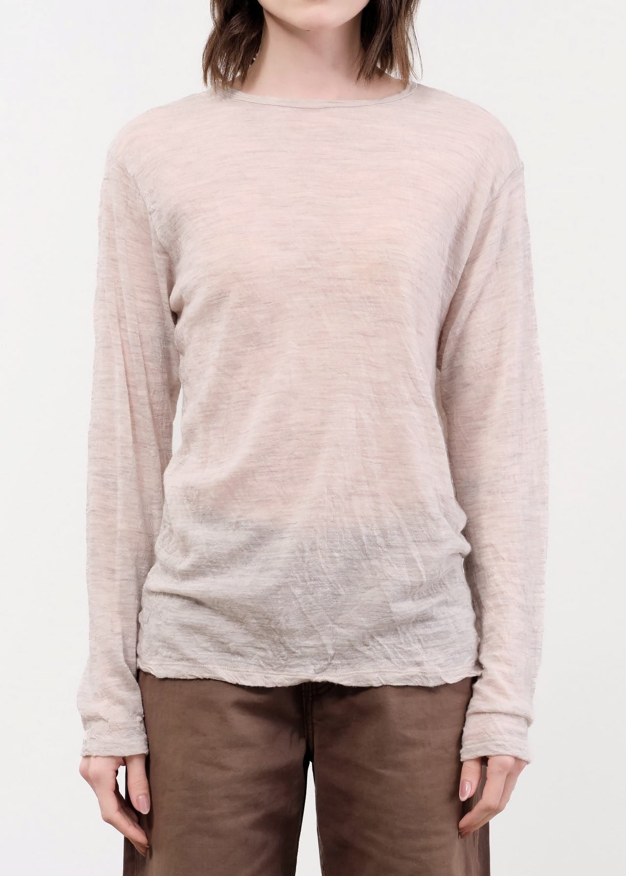 Pas de Calais Apparel Womens Sweaters Wool Gauze Crinkle Pullover Jersey in Ivory