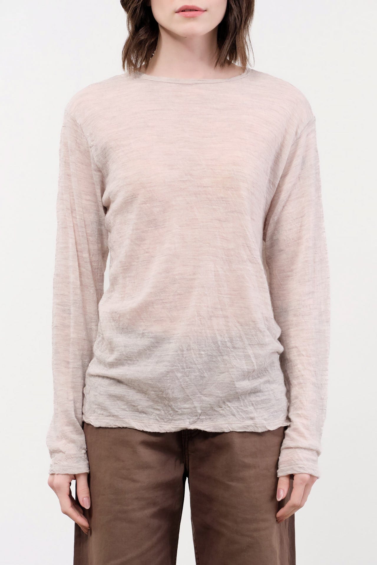 Pas de Calais Apparel Womens Sweaters Wool Gauze Crinkle Pullover Jersey in Ivory