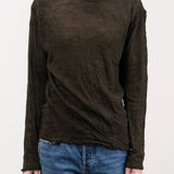 Pas de Calais Apparel Womens Sweaters Wool Gauze Crinkle Pullover Jersey in Khaki