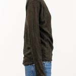 Pas de Calais Apparel Womens Sweaters Wool Gauze Crinkle Pullover Jersey in Khaki
