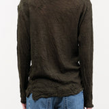 Pas de Calais Apparel Womens Sweaters Wool Gauze Crinkle Pullover Jersey in Khaki