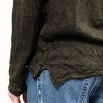 Pas de Calais Apparel Womens Sweaters Wool Gauze Crinkle Pullover Jersey in Khaki