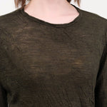 Pas de Calais Apparel Womens Sweaters Wool Gauze Crinkle Pullover Jersey in Khaki