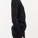 Pas de Calais Apparel Womens Sweaters Wool Gauze Crinkle Turtleneck Jersey Pullover in Charcoal