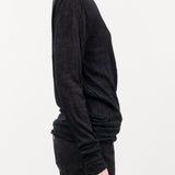 Pas de Calais Apparel Womens Sweaters Wool Gauze Crinkle Turtleneck Jersey Pullover in Charcoal