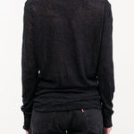 Pas de Calais Apparel Womens Sweaters Wool Gauze Crinkle Turtleneck Jersey Pullover in Charcoal