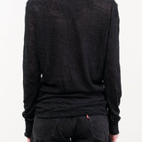 Pas de Calais Apparel Womens Sweaters Wool Gauze Crinkle Turtleneck Jersey Pullover in Charcoal