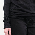 Pas de Calais Apparel Womens Sweaters Wool Gauze Crinkle Turtleneck Jersey Pullover in Charcoal