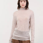 Pas de Calais Apparel Womens Sweaters Wool Gauze Crinkle Turtleneck Jersey Pullover in Ivory