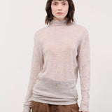 Pas de Calais Apparel Womens Sweaters Wool Gauze Crinkle Turtleneck Jersey Pullover in Ivory