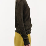 Pas de Calais Apparel Womens Sweaters Wool Gauze Crinkle Turtleneck Jersey Pullover in Khaki
