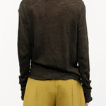 Pas de Calais Apparel Womens Sweaters Wool Gauze Crinkle Turtleneck Jersey Pullover in Khaki