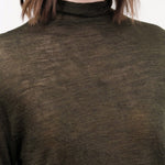Pas de Calais Apparel Womens Sweaters Wool Gauze Crinkle Turtleneck Jersey Pullover in Khaki