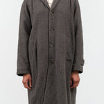 Wool Gauze Houndstooth Coat in Beige by Pas de Calais