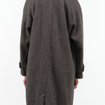 Designer Brand Pas de Calais Long Trench Button up Collar Coat Wool Gauze Houndstooth Coat in Beige Brown