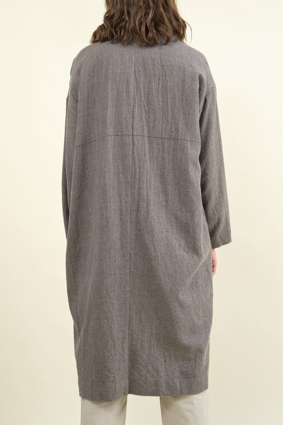 Back of of Wool Twill Duster Coat