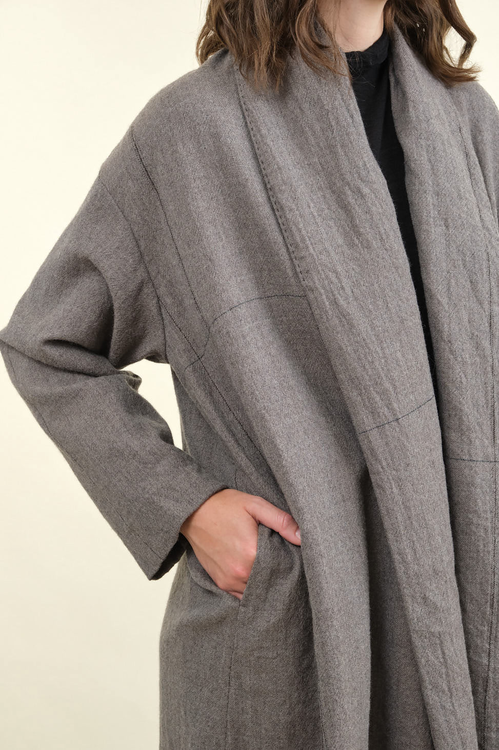 Pocket on Wool Twill Duster Coat