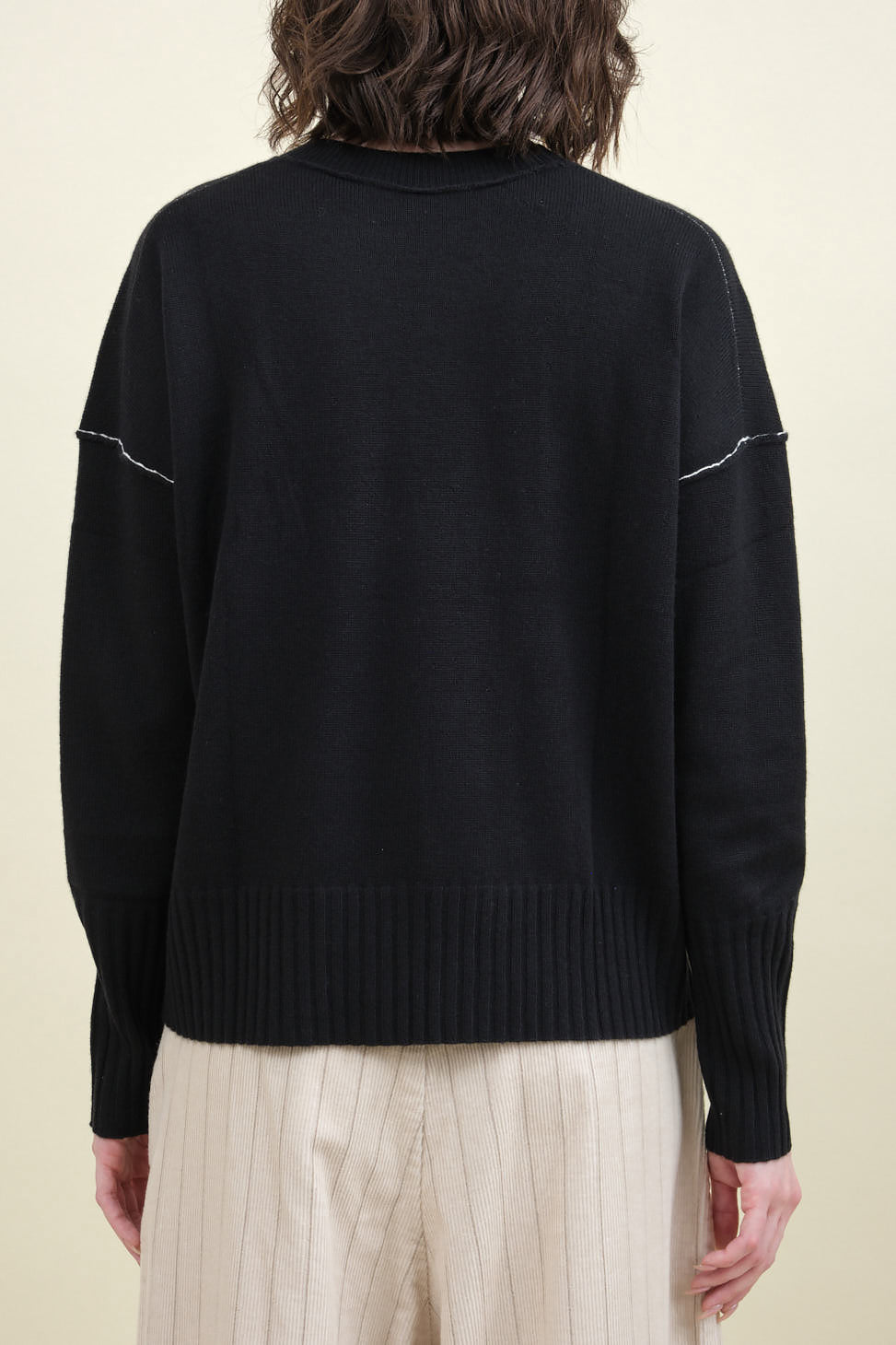 Back of Baby Cashmere Crew in Black