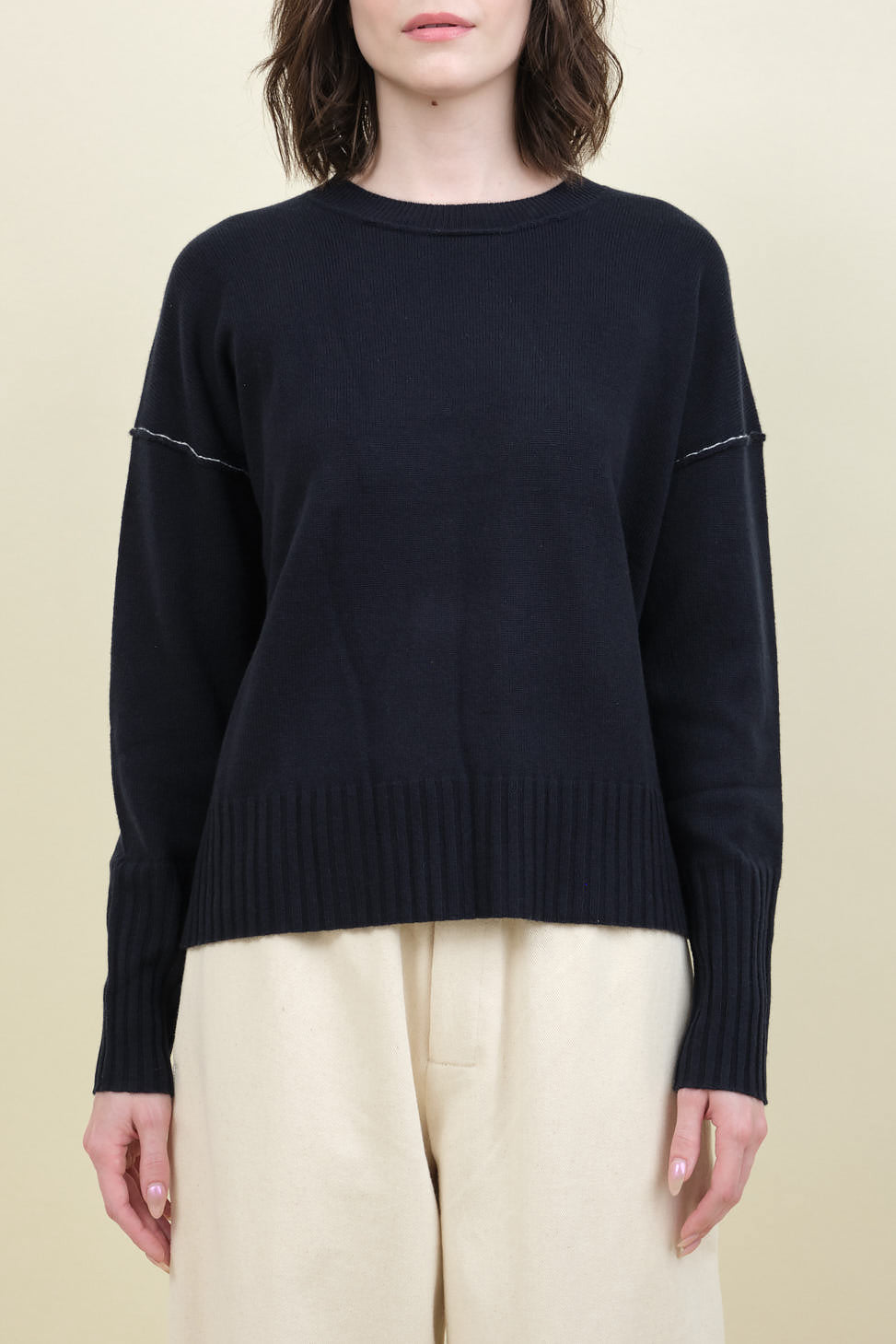 Front of Baby Cashmere Crew in Navy