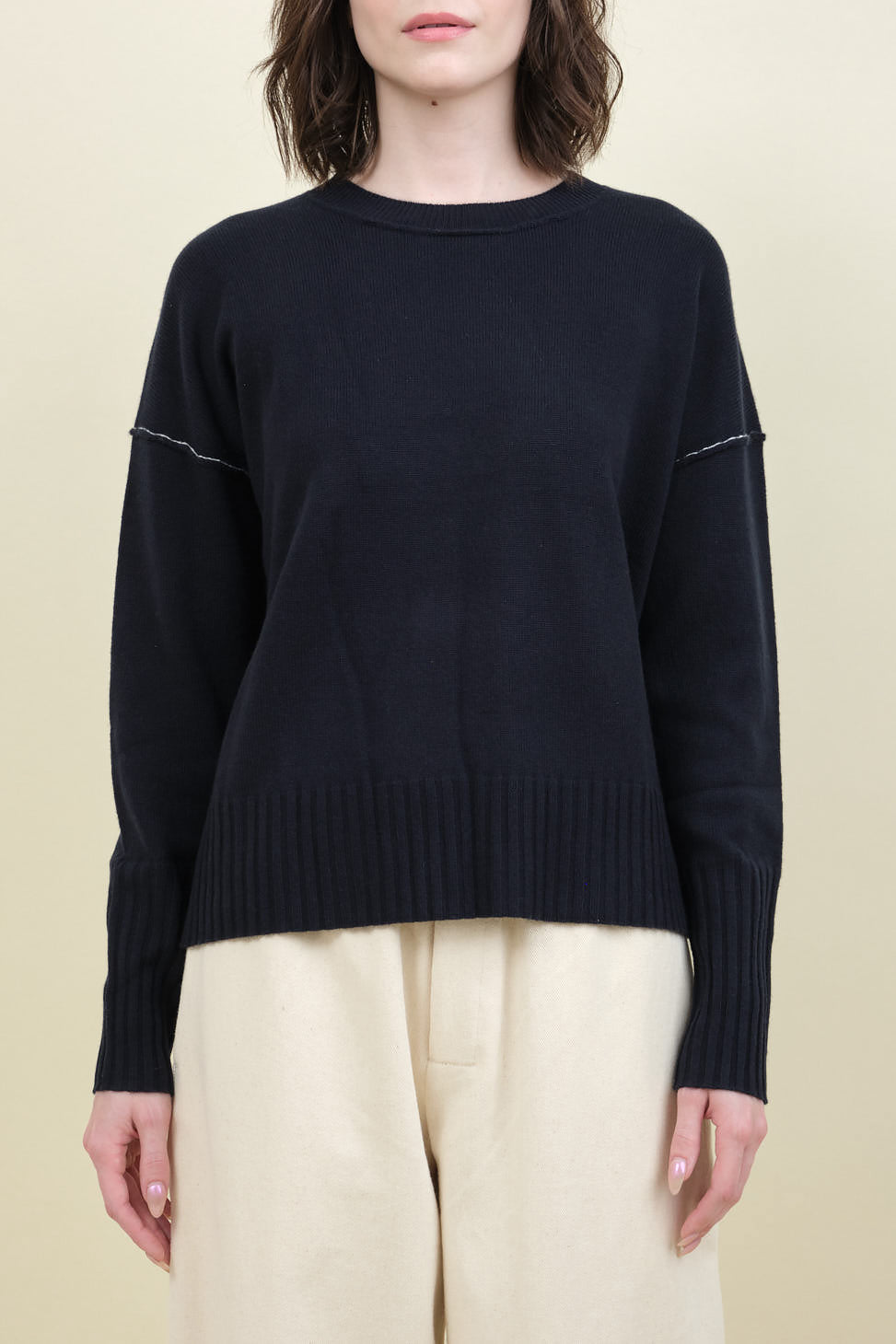 Front of Baby Cashmere Crew in Navy