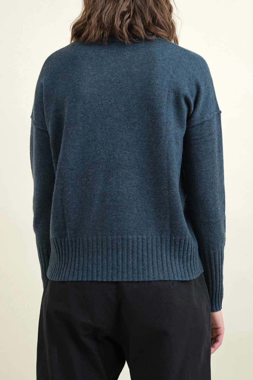 Back of Baby Cashmere Crew in Peacock