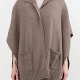 Paychi Guh Apparel Womens Sweaters Collared Wrap Caribou