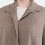 Paychi Guh Apparel Womens Sweaters Collared Wrap Caribou