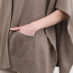 Paychi Guh Apparel Womens Sweaters Collared Wrap Caribou