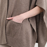 Paychi Guh Apparel Womens Sweaters Collared Wrap Caribou