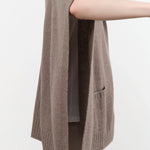 Paychi Guh Apparel Womens Sweaters Collared Wrap Caribou