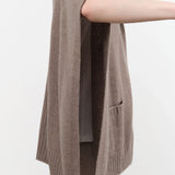 Paychi Guh Apparel Womens Sweaters Collared Wrap Caribou