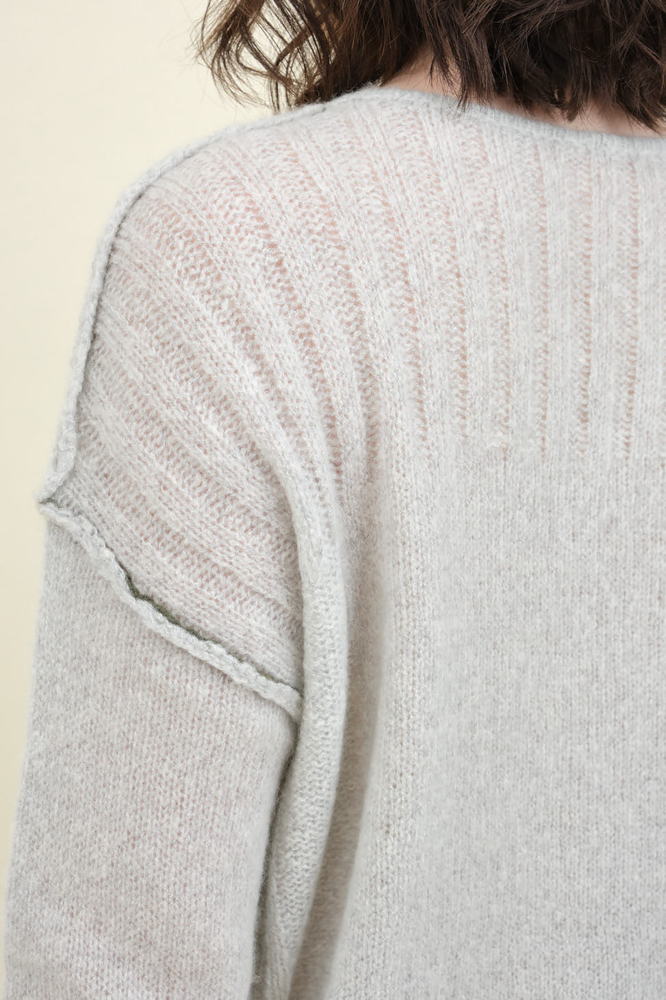 Back shoulder detail on Dreamy Pullover in Mist