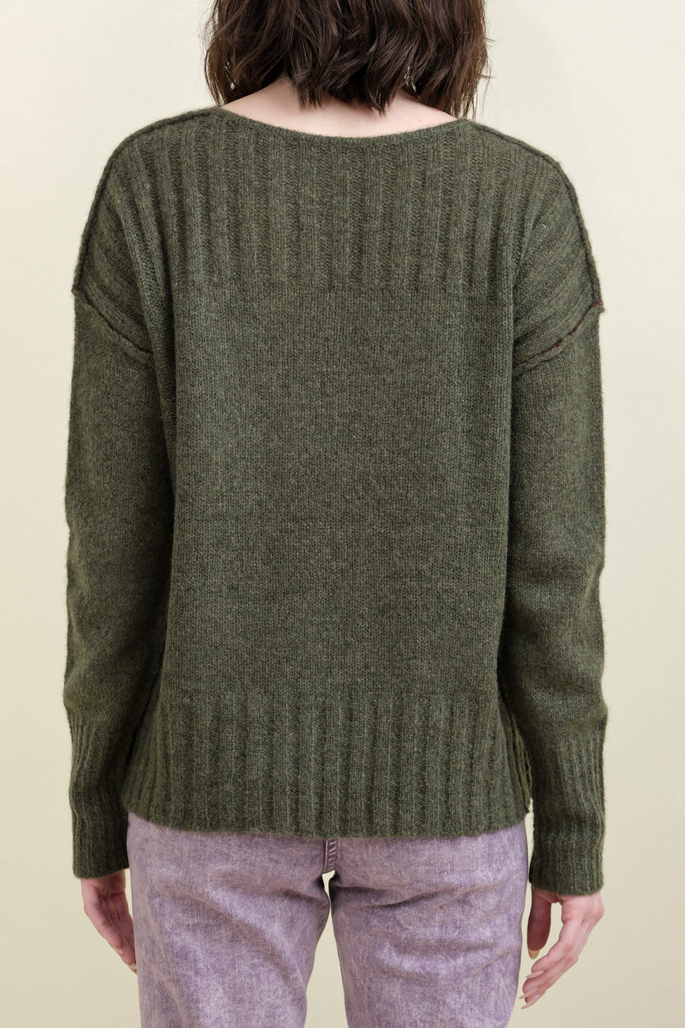 Back of Dreamy Pullover in Moss