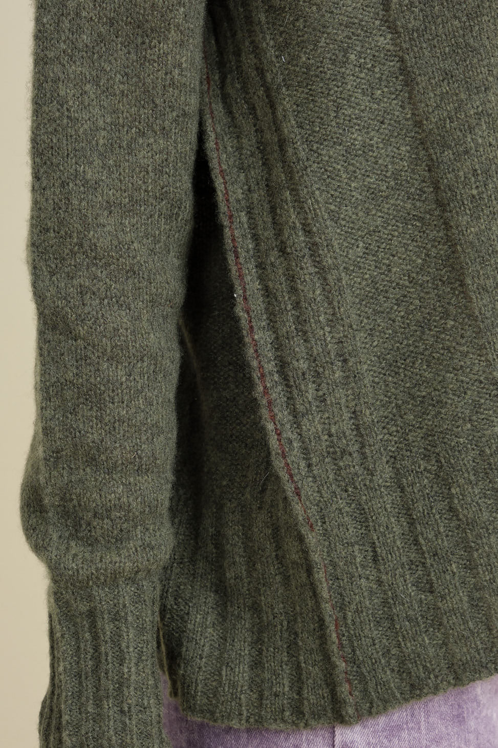 Seam detailing on Dreamy Pullover in Moss