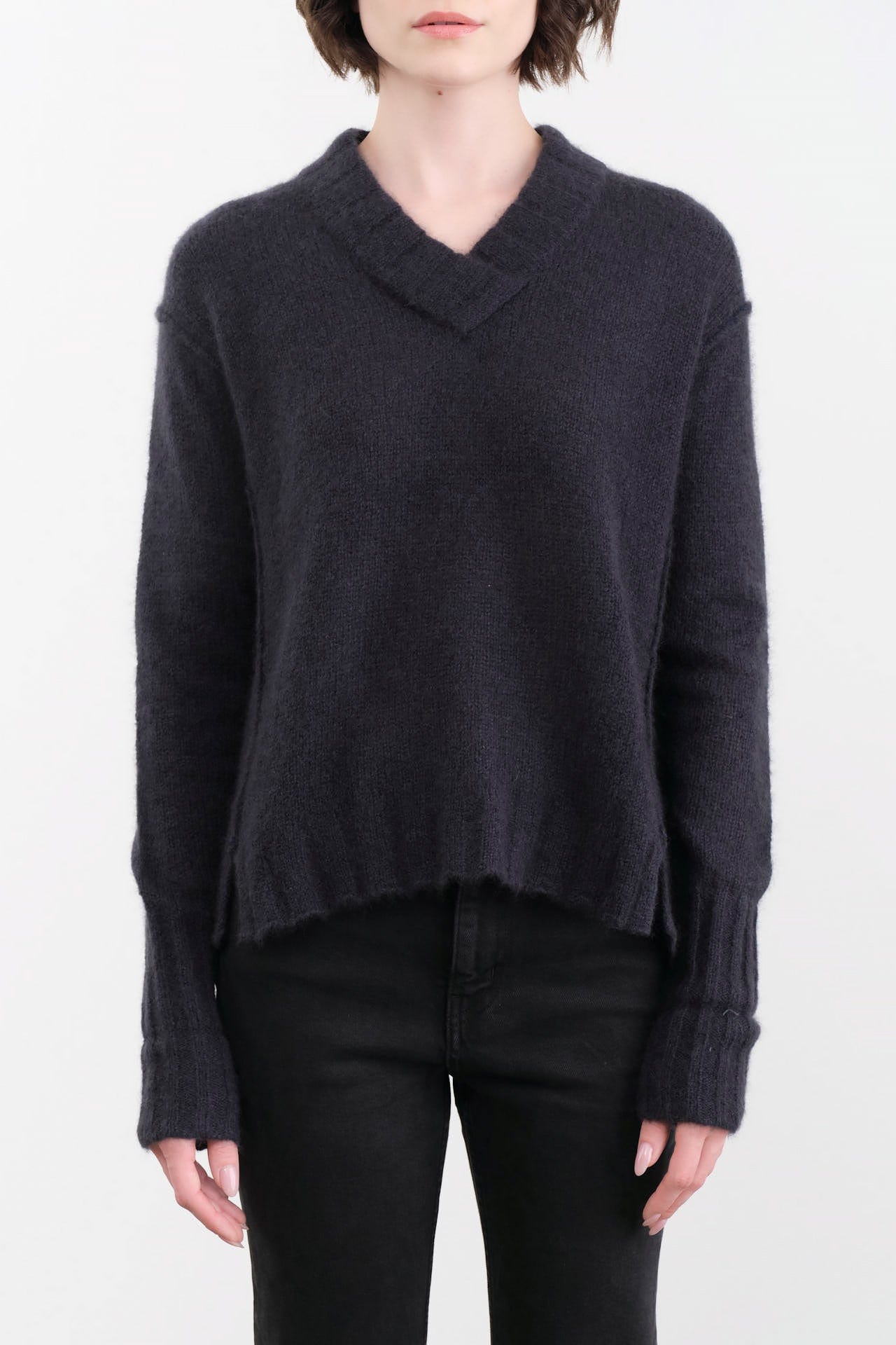 Paychi Guh Apparel Womens Sweaters Dreamy V-Neck Pullover in Black