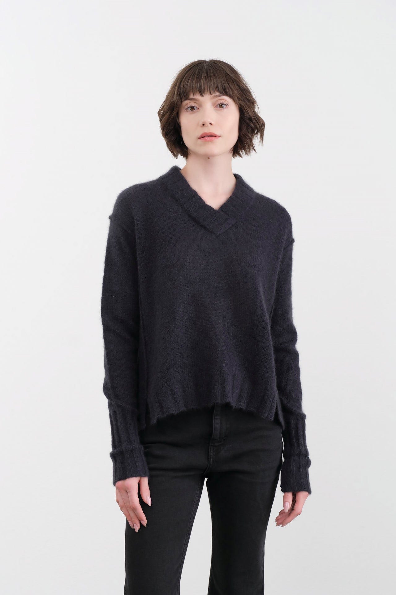 Paychi Guh Apparel Womens Sweaters Dreamy V-Neck Pullover in Black